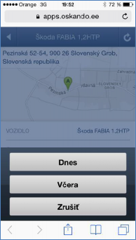 GPS monitoring SeeMe Mobile zobrazení trasy