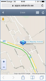 GPS monitoring SeeMe Mobile  zobrazení ve Smartphone
